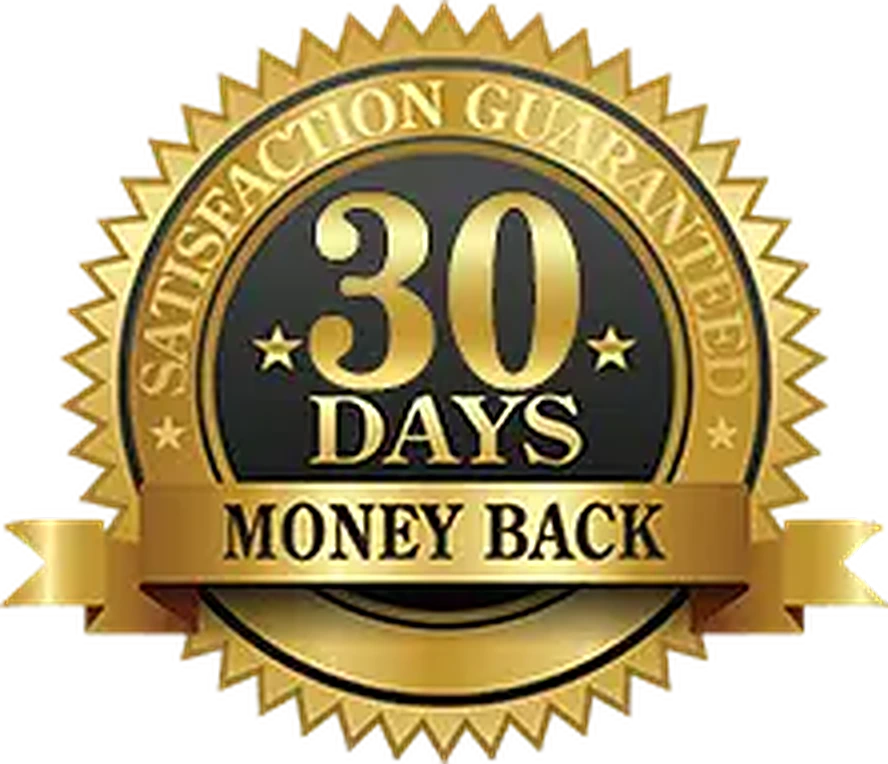30 days money back, satisfaction guaranteed badge